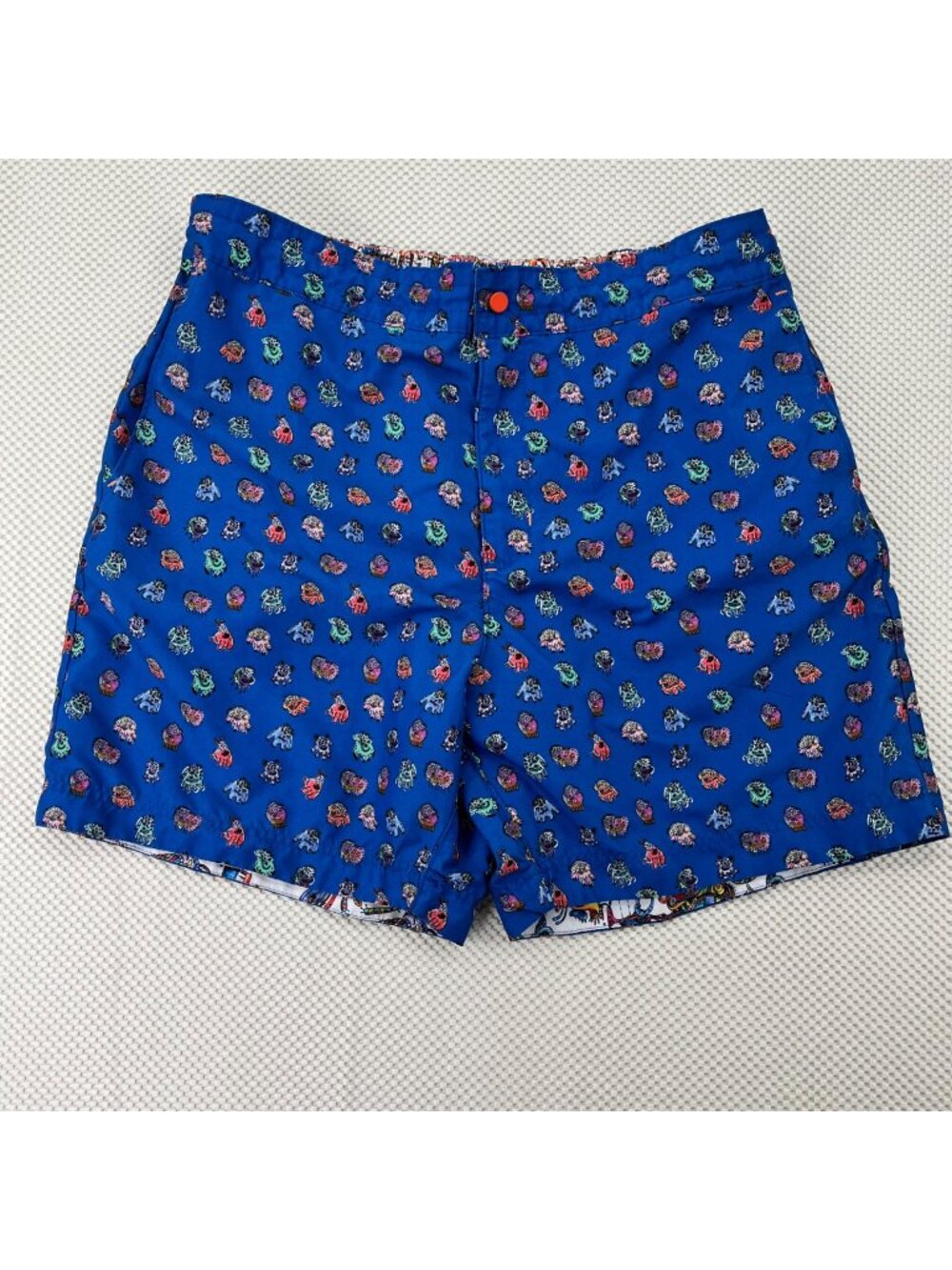 Robert Graham Mens Blue Swim Trunks With Colorful Animal Print Size 40 Elastic W